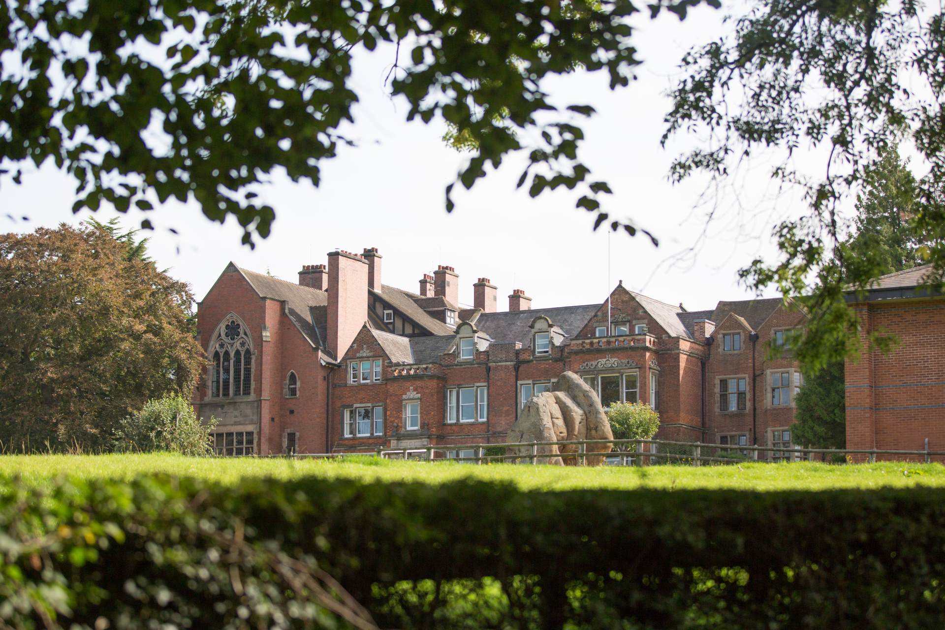 The main Abbotsholme School building across the grounds