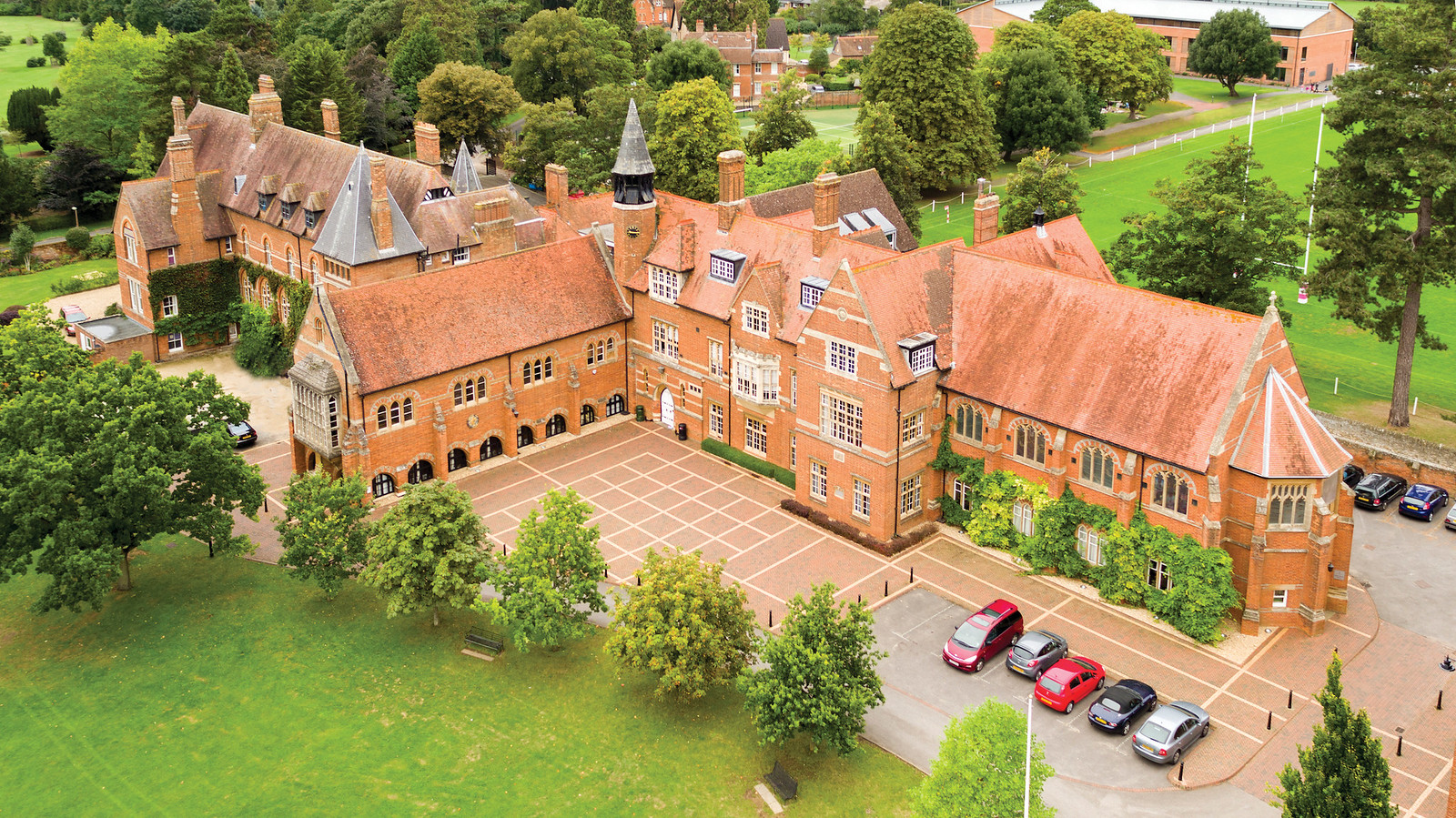 Aerial view of the historic main buildings at Abingdon School