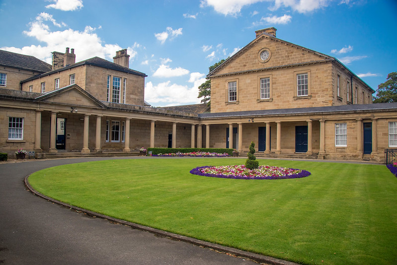 The main historic buildings around the central court at Ackworth School