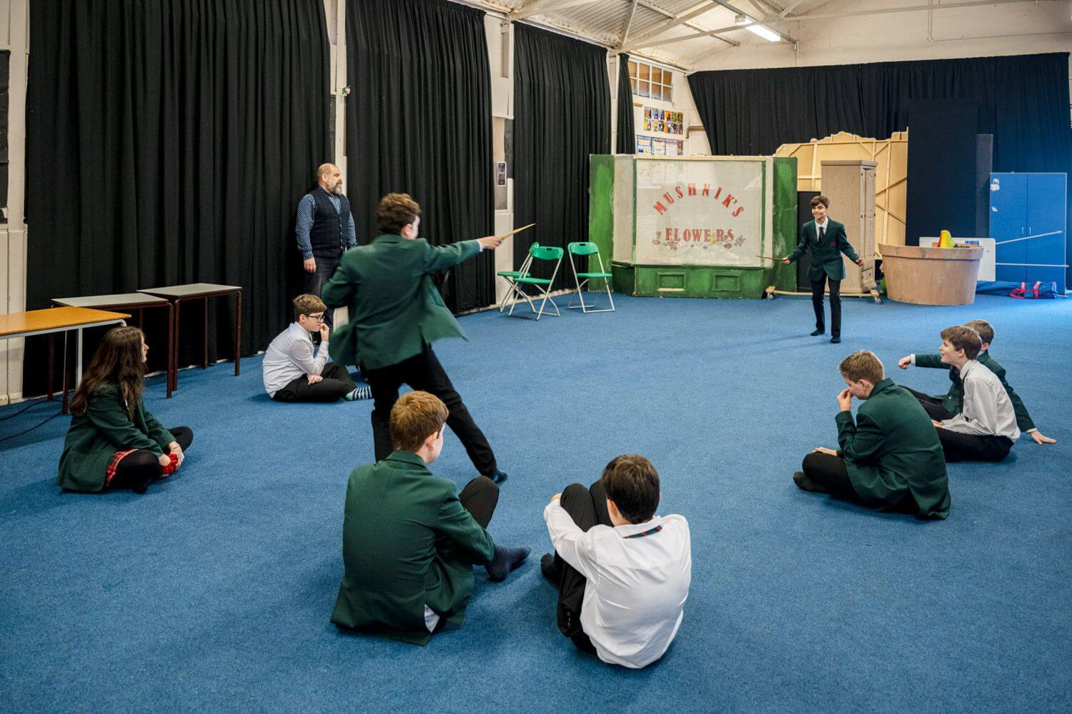Akeley Wood Senior School pupils rehearsing in the drama studio