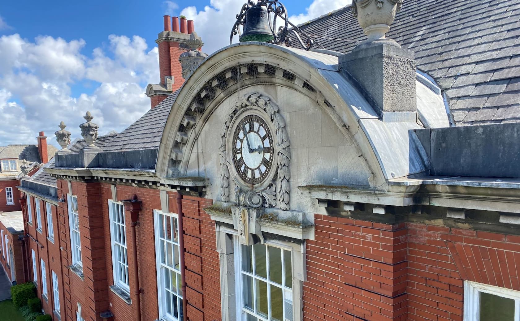 Historic clock and roofline on the AKS Lytham Senior School building
