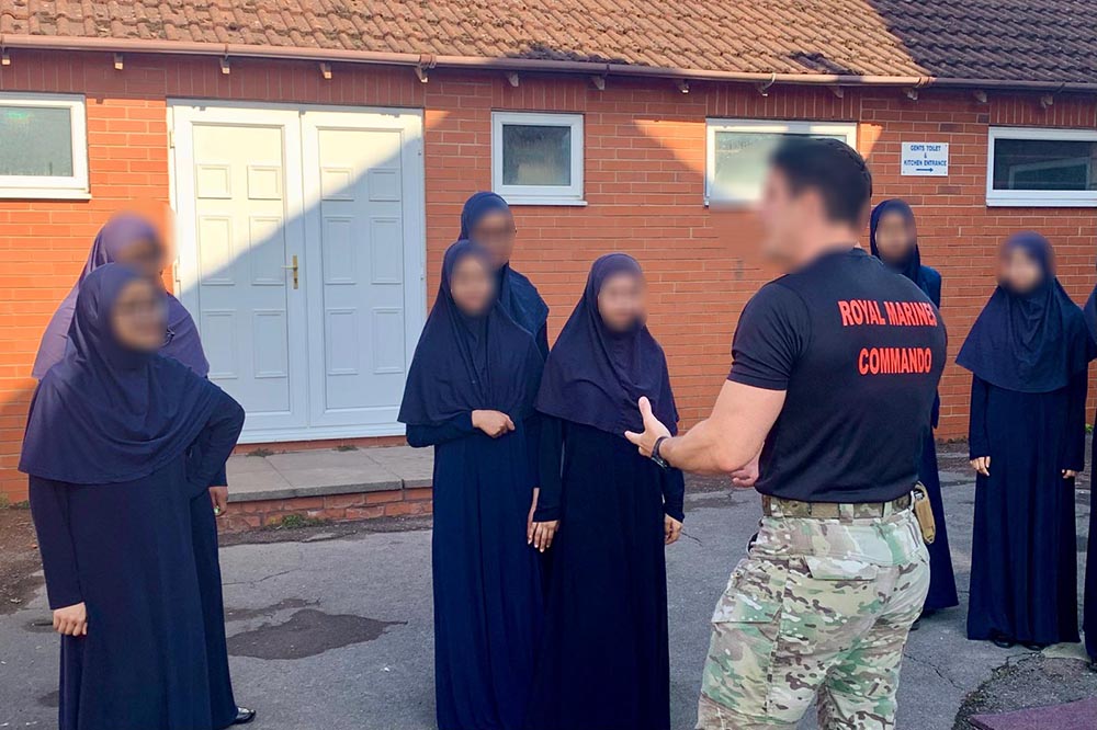 Al-Ashraf pupils taking part in a Royal Navy STEM workshop outdoors