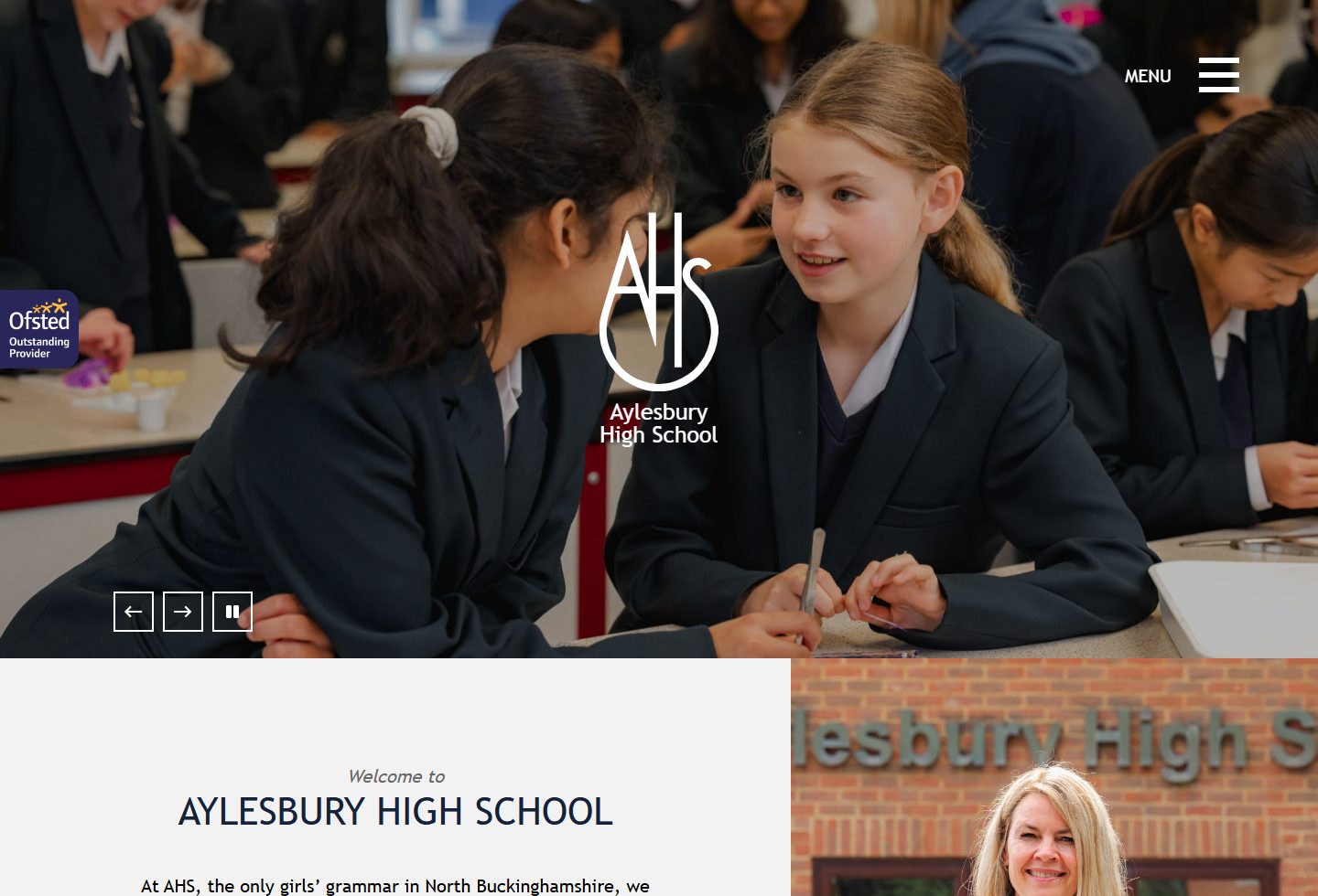 Aylesbury High School homepage screenshot