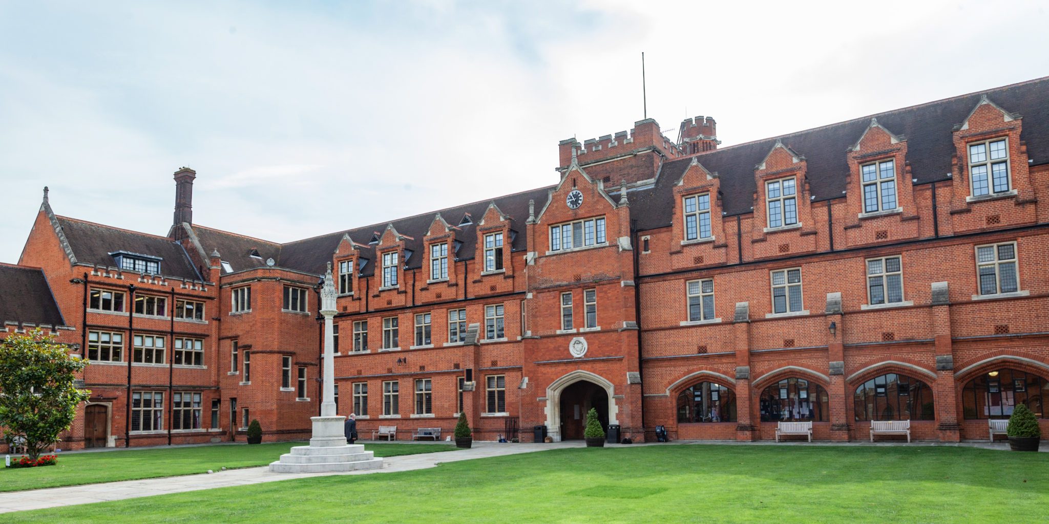 The historic red-brick courtyard at Bancroft's School
