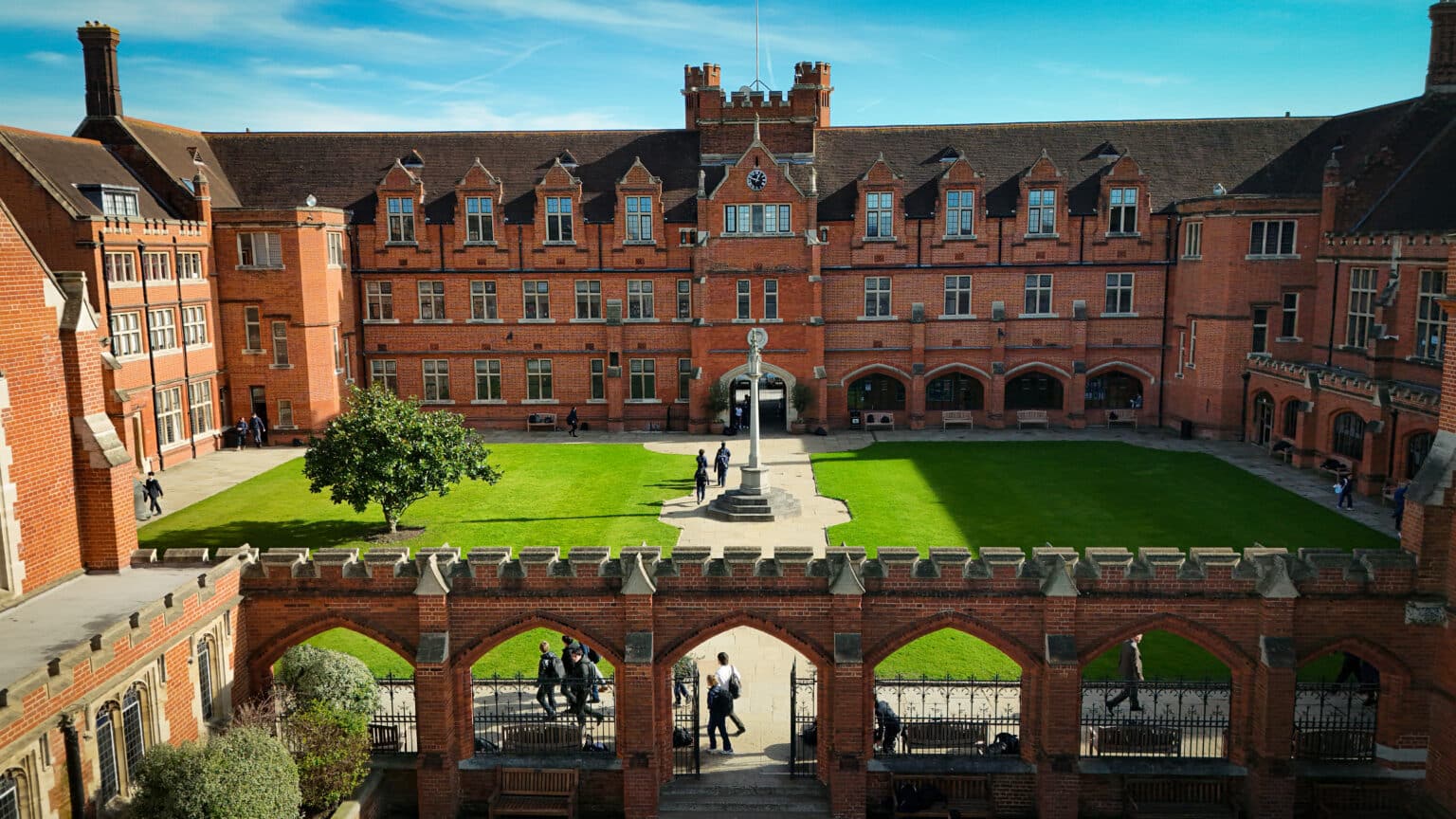 Aerial view of Bancroft's School buildings and central quadrangle