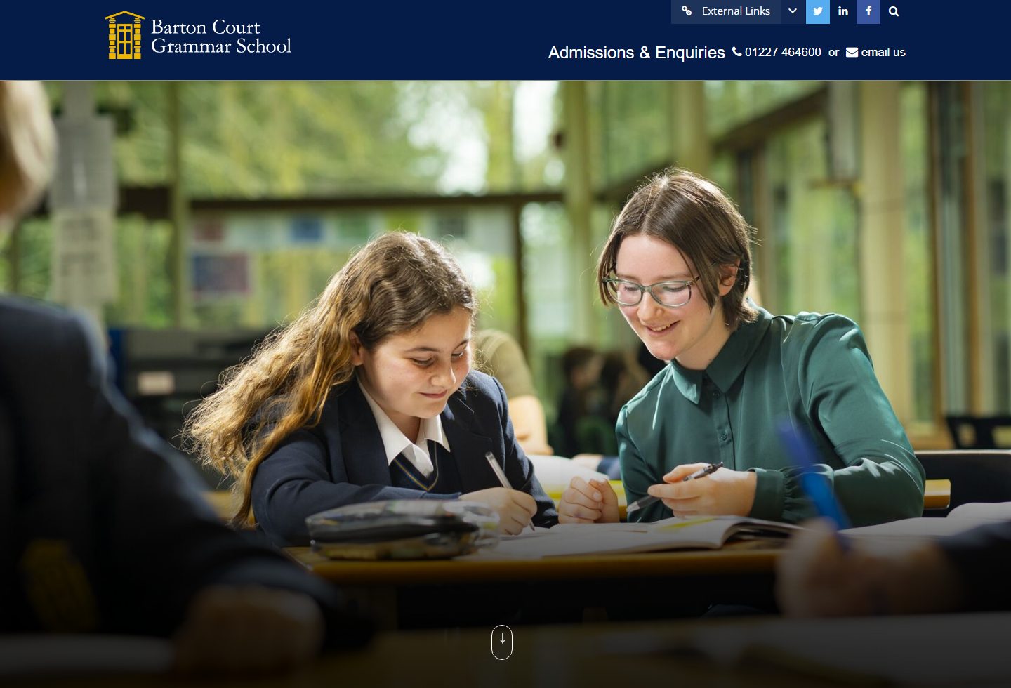 Barton Court Grammar School homepage screenshot