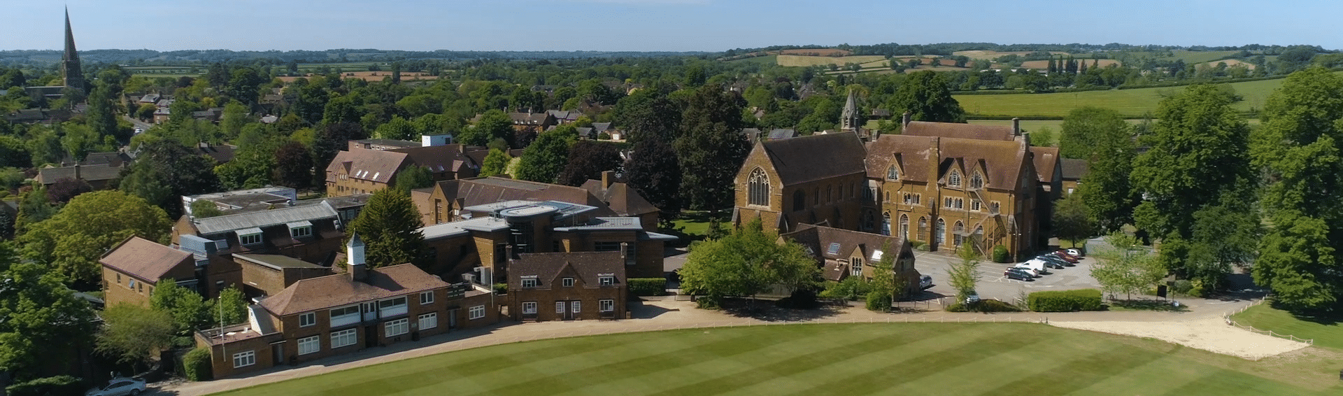 Aerial view of Bloxham School buildings and grounds