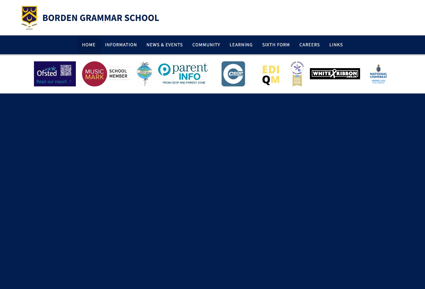 Borden Grammar School homepage screenshot