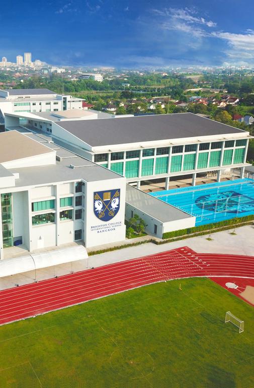 Aerial view of the Swimming Pool and Athletics Track at Brighton College Bangkok
