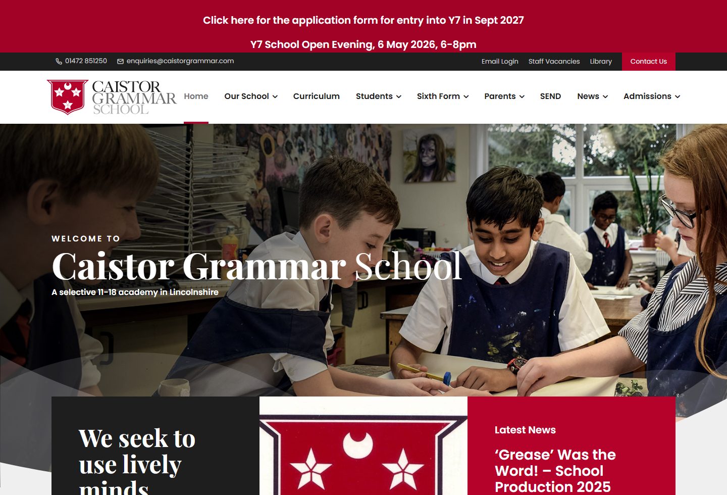 Caistor Grammar School homepage screenshot