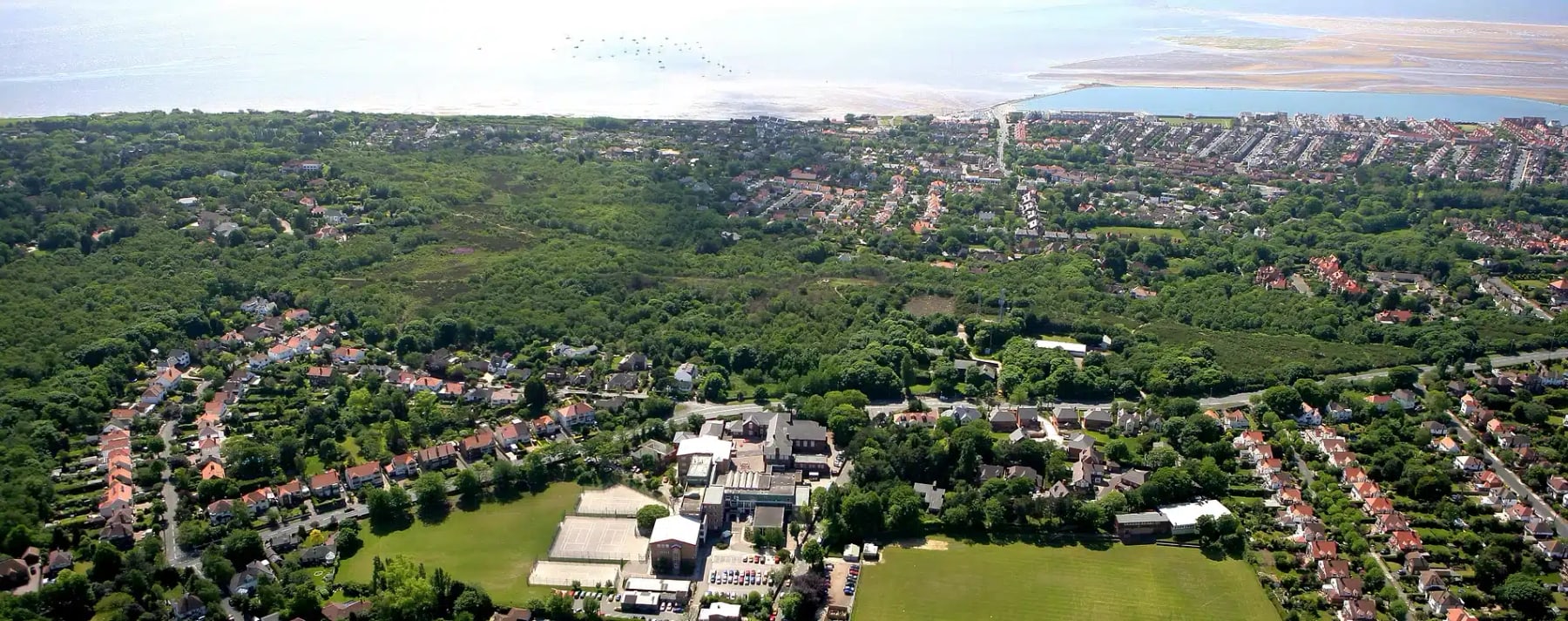 Aerial view near Calday Grange Grammar School