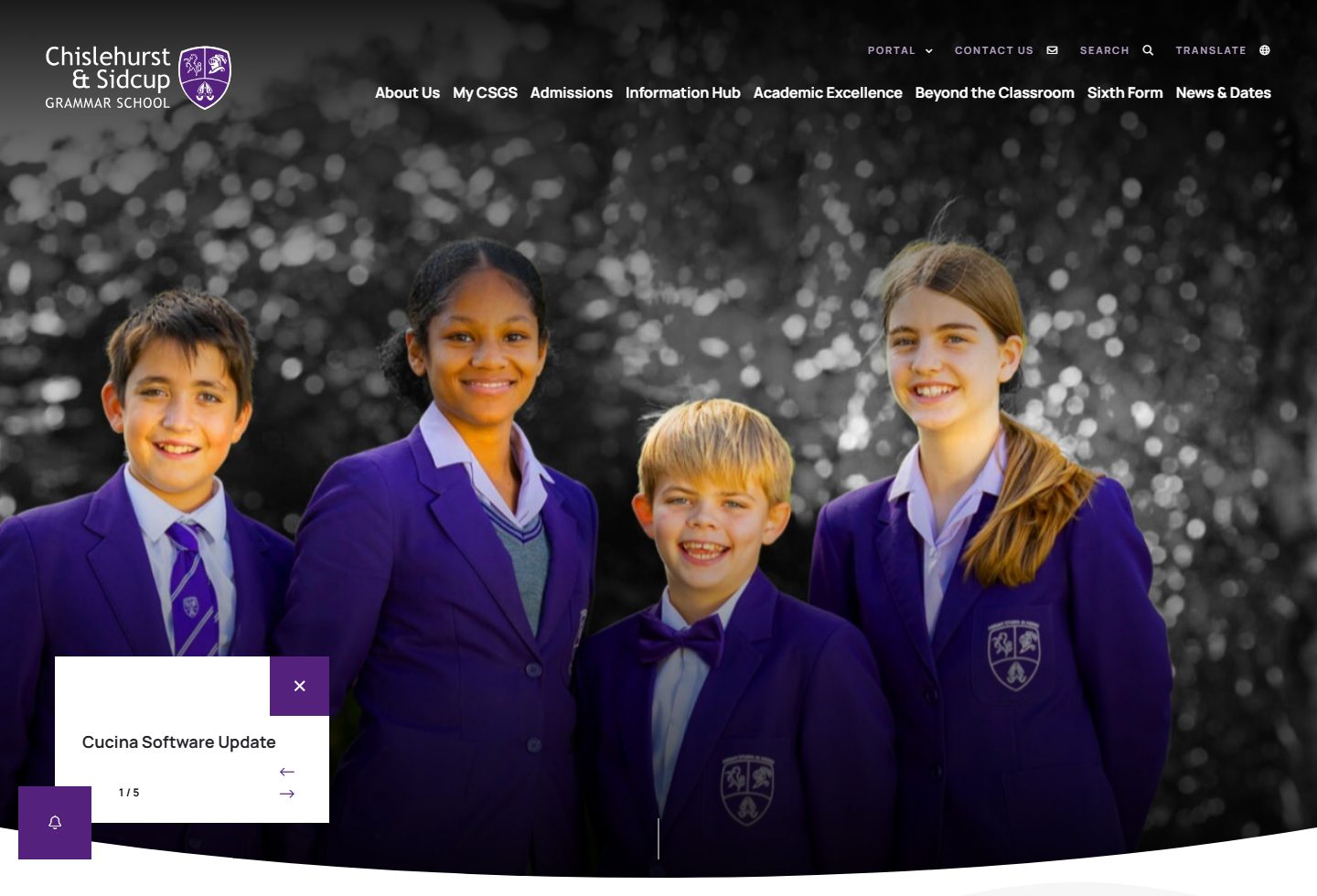 Chislehurst and Sidcup Grammar School homepage screenshot