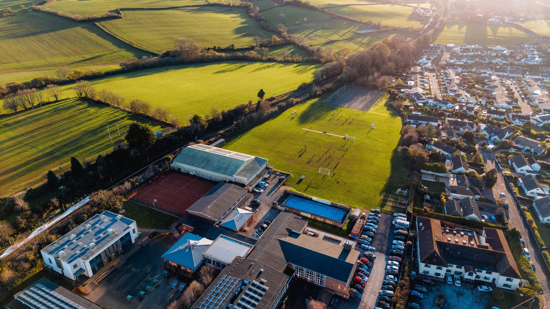 Aerial exterior view of Churston Ferrers Grammar School school buildings