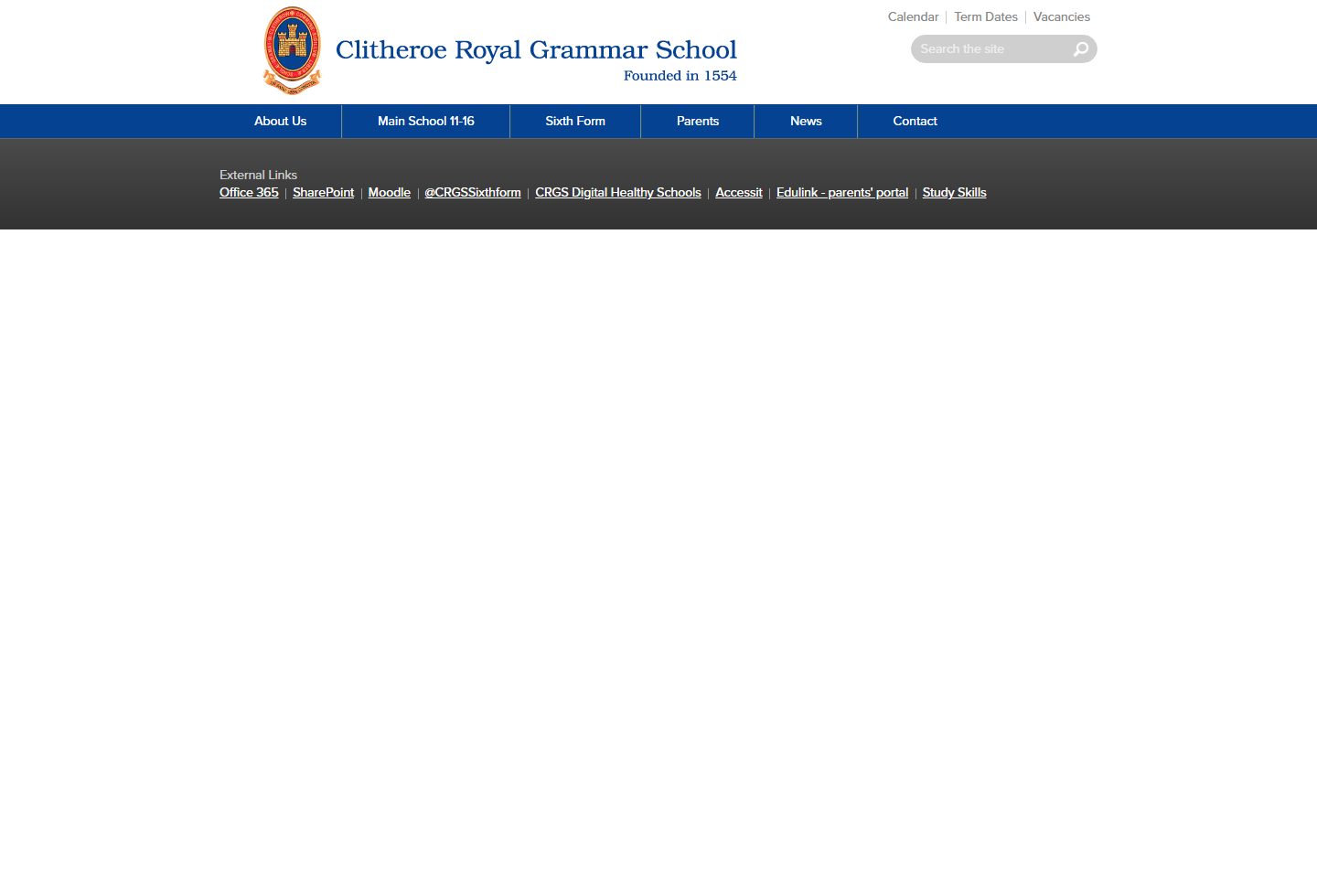 Clitheroe Royal Grammar School homepage screenshot