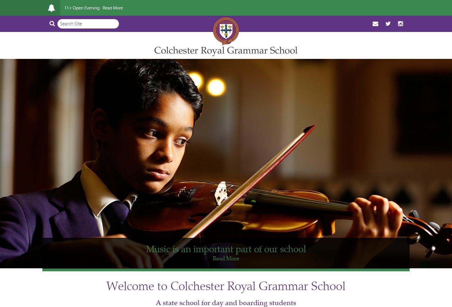 Colchester Royal Grammar School homepage screenshot