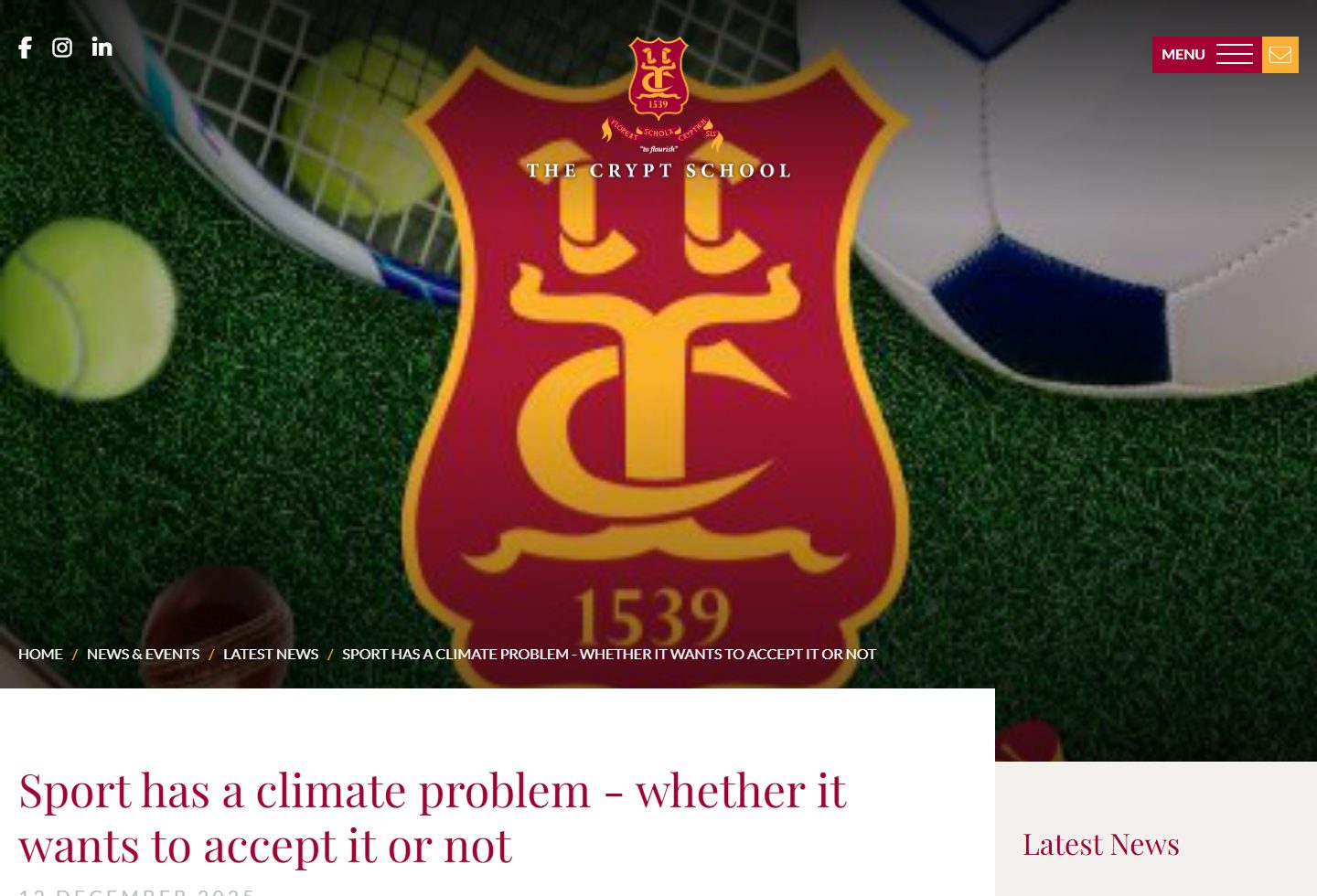 The Crypt School homepage screenshot