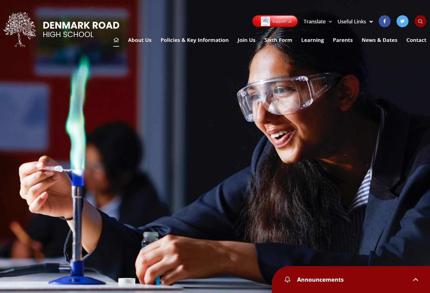 Denmark Road High School homepage screenshot