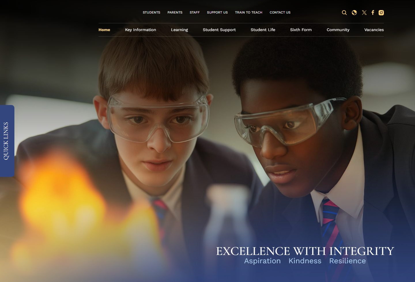 Dr Challoner's Grammar School homepage screenshot