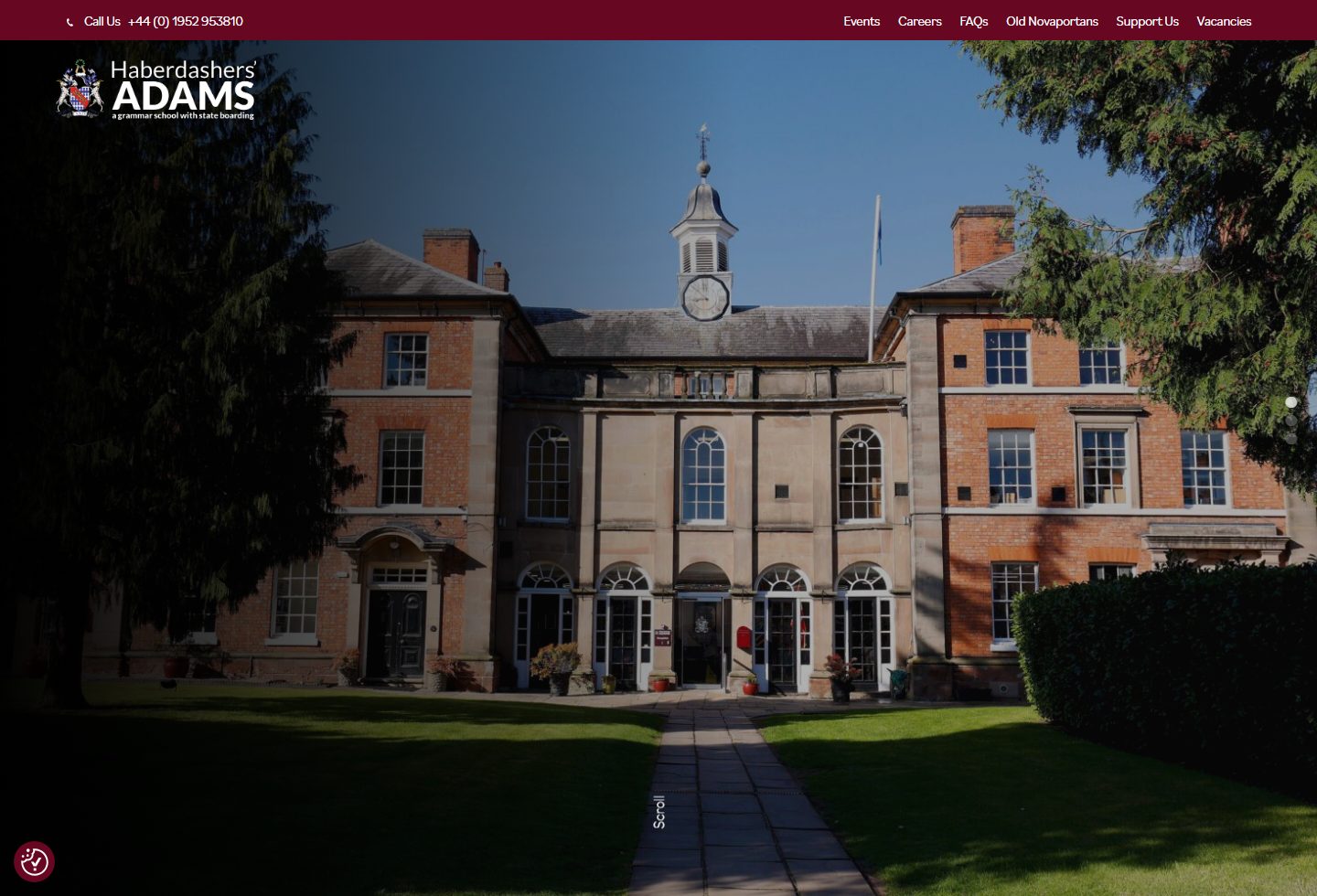 Haberdashers' Adams homepage screenshot