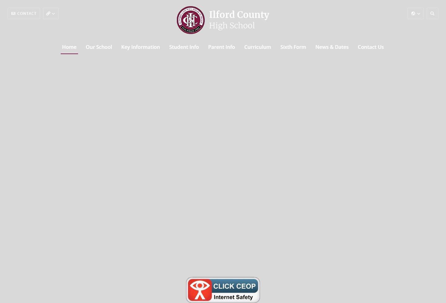 Ilford County High School homepage screenshot