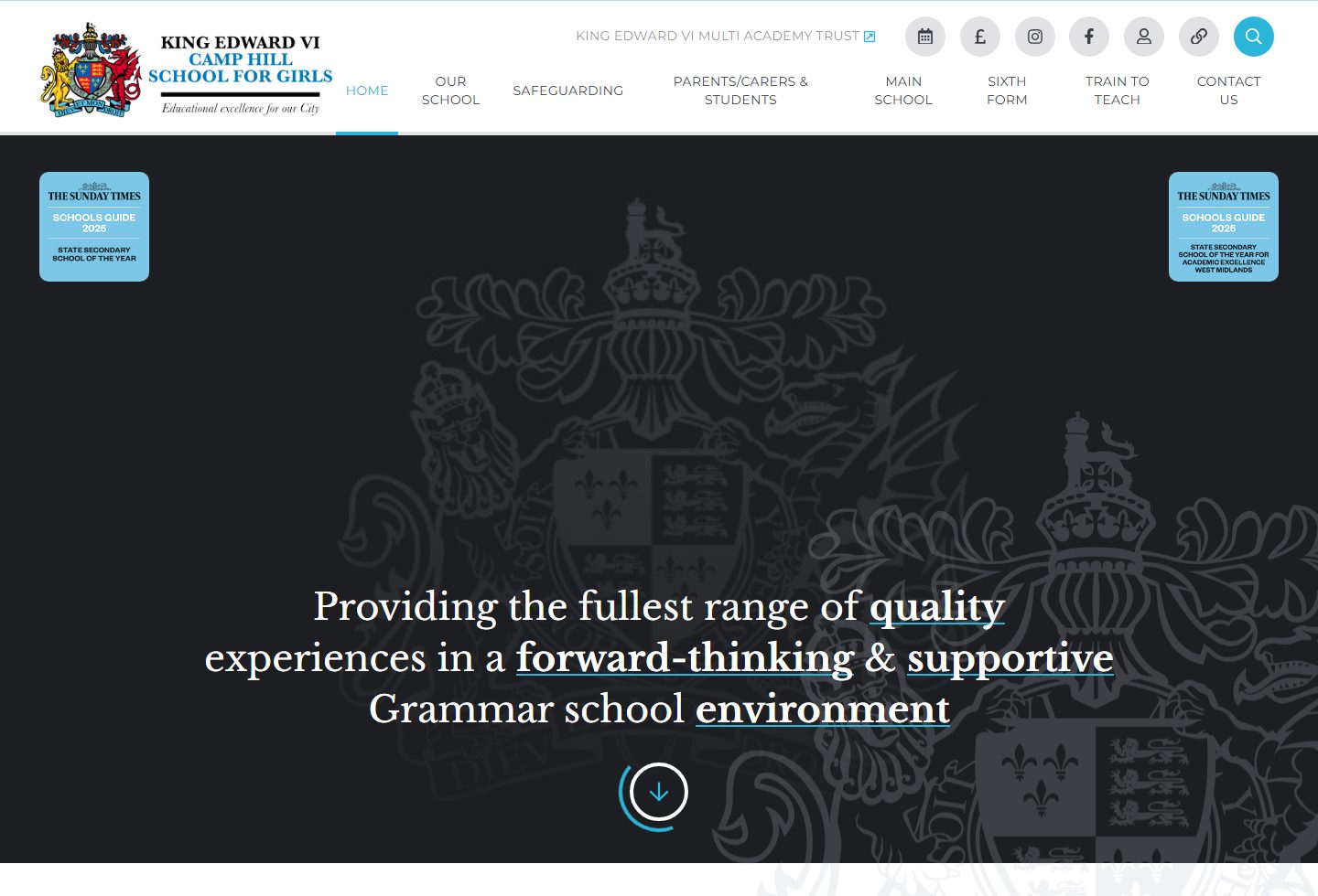 King Edward VI Camp Hill School for Girls homepage screenshot