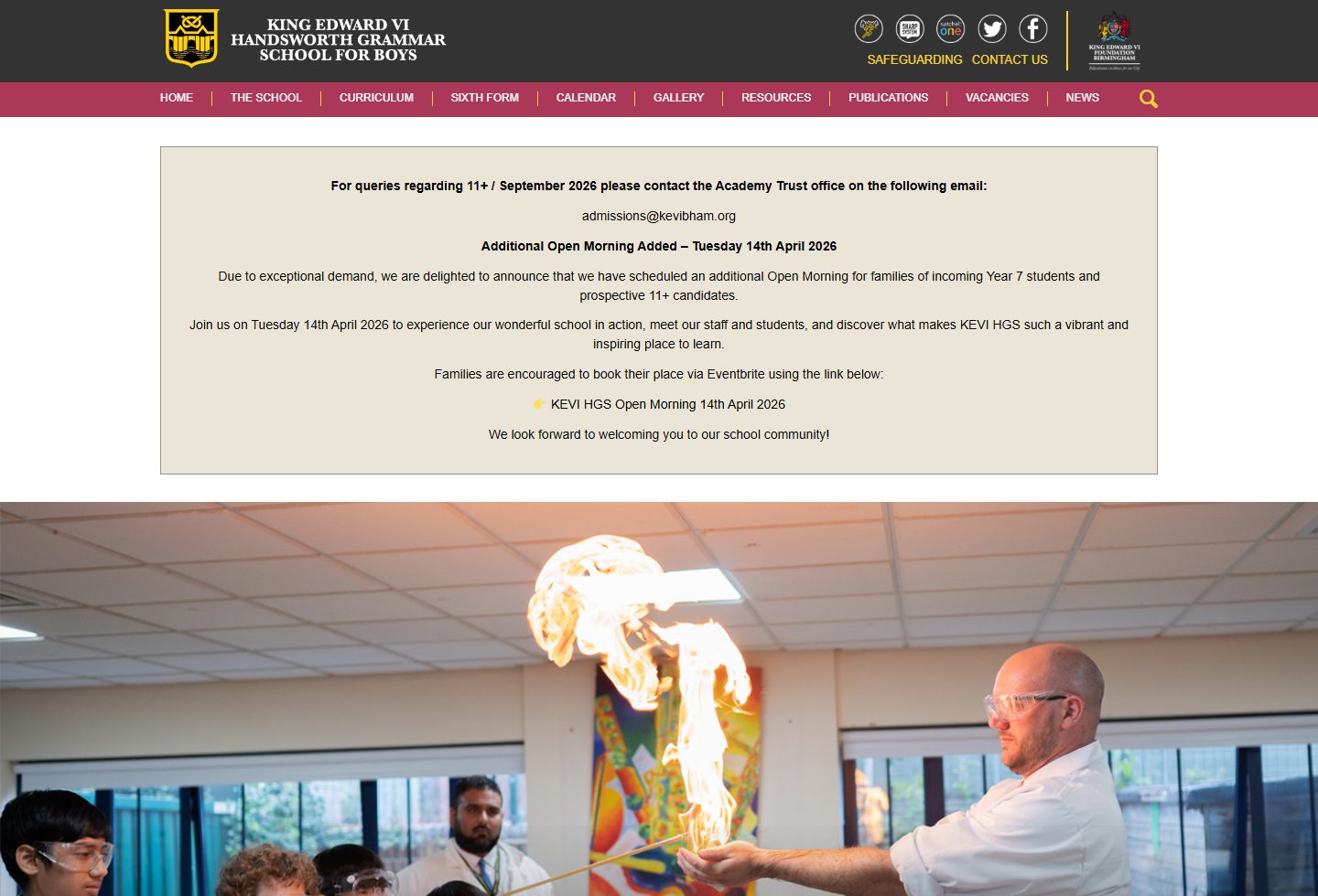 King Edward VI Handsworth Grammar School for Boys homepage screenshot