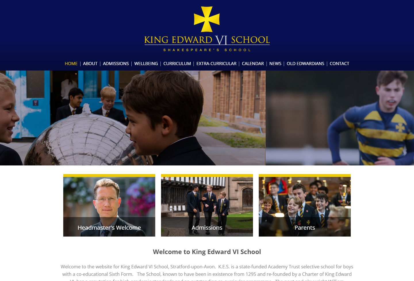 King Edward VI School homepage screenshot
