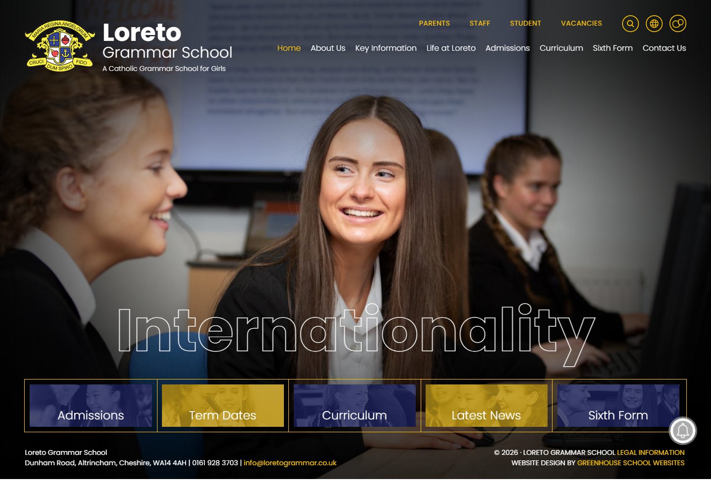 Loreto Grammar School homepage screenshot