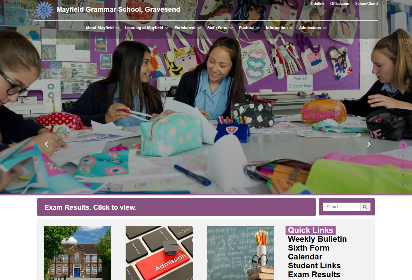 Mayfield Grammar School, Gravesend homepage screenshot
