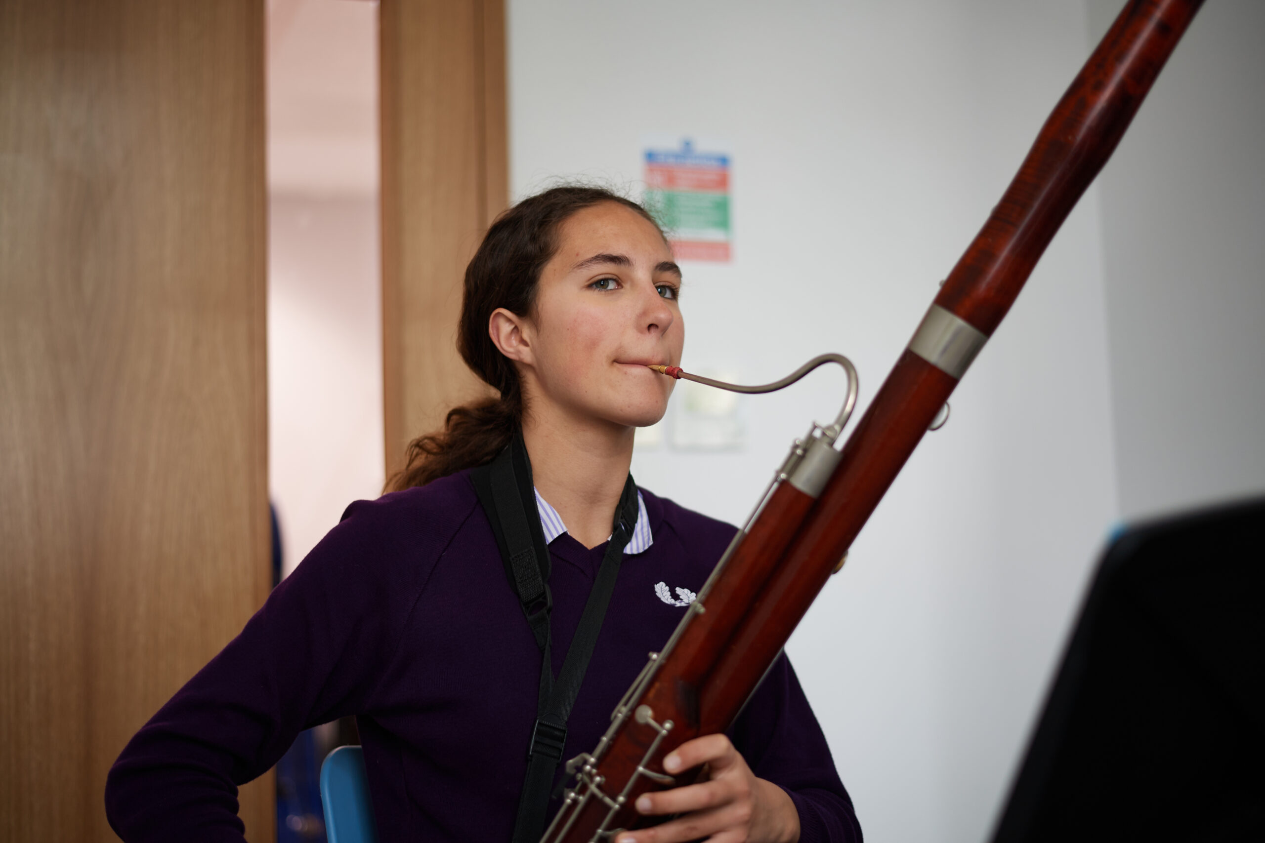 A Putney High School pupil playing the bassoon