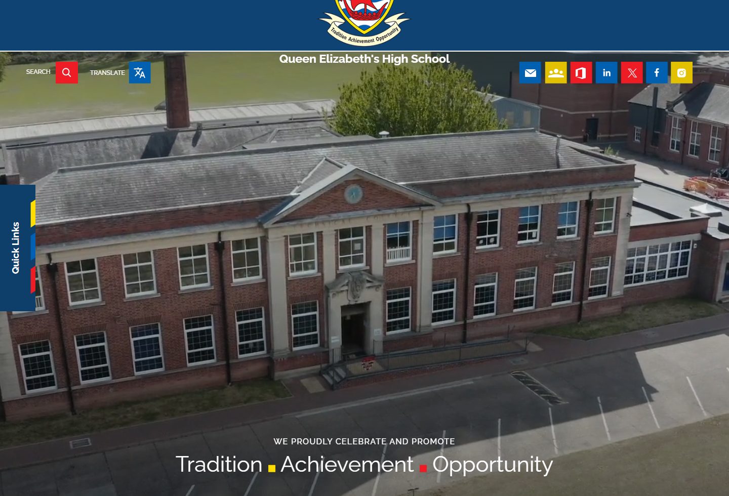 The Queen Elizabeth's High School, Gainsborough homepage screenshot