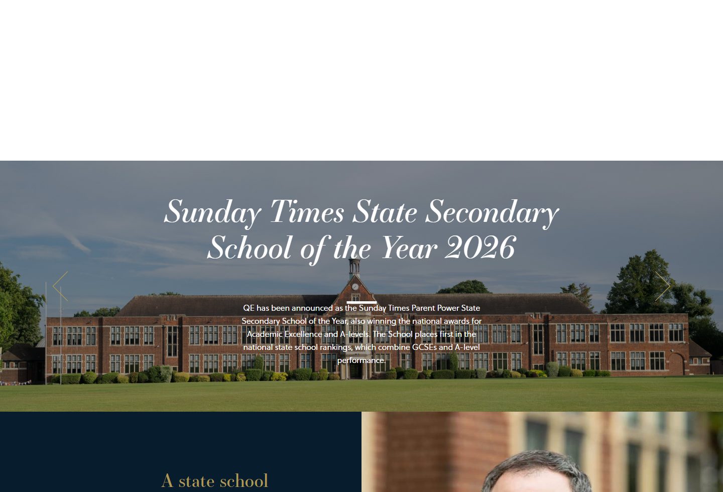 Queen Elizabeth's School, Barnet homepage screenshot