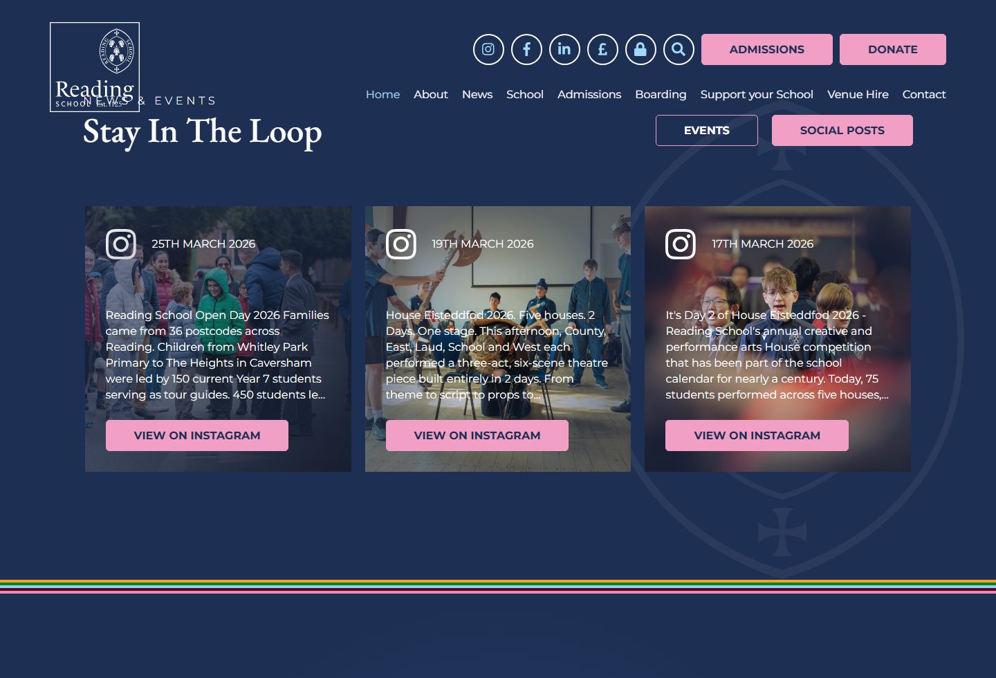 Reading School homepage screenshot