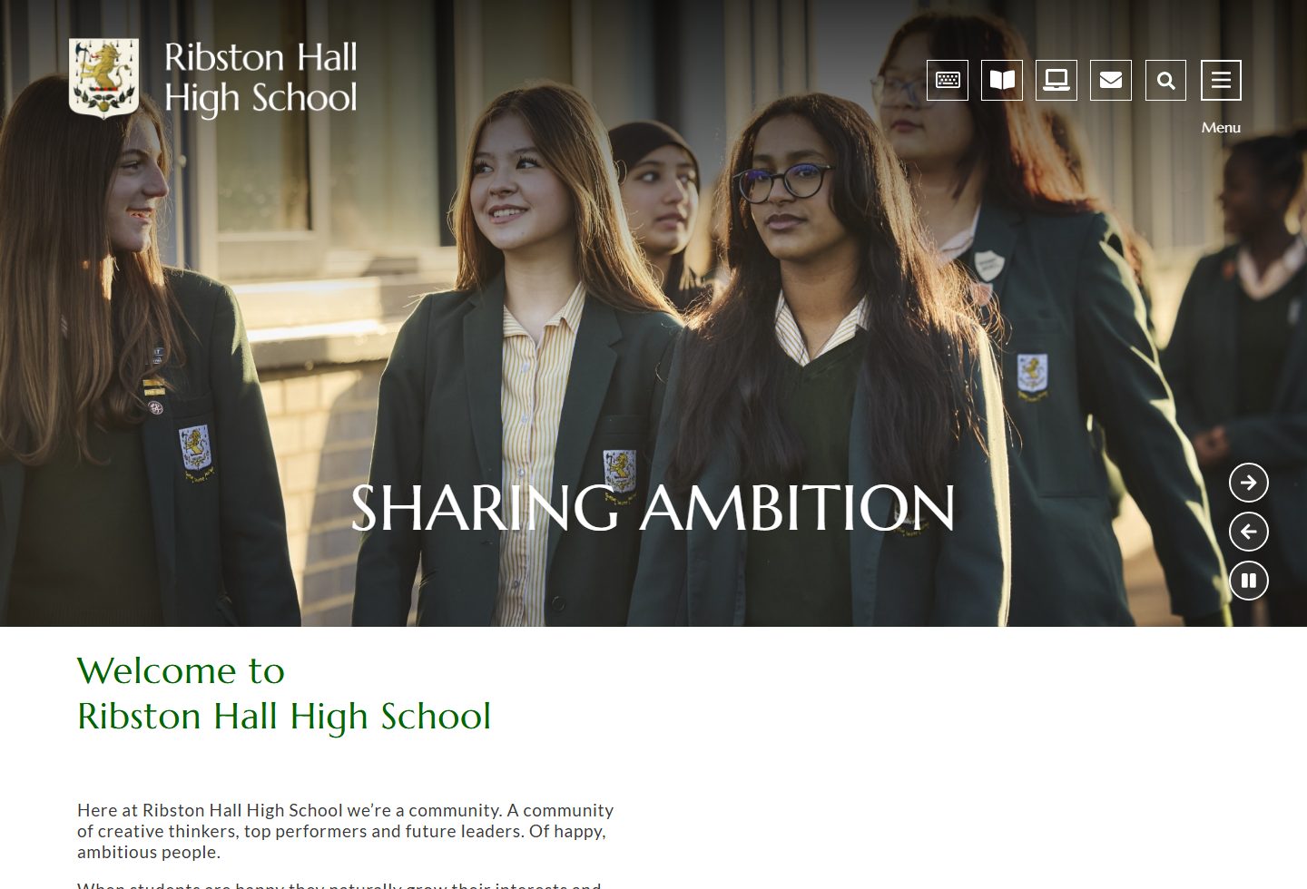 Ribston Hall High School homepage screenshot