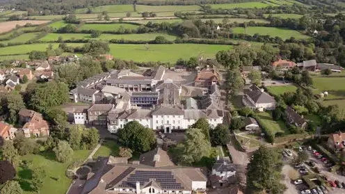 Aerial image of our progressive private school in Somerset and the surrounding countryside near Bristol.