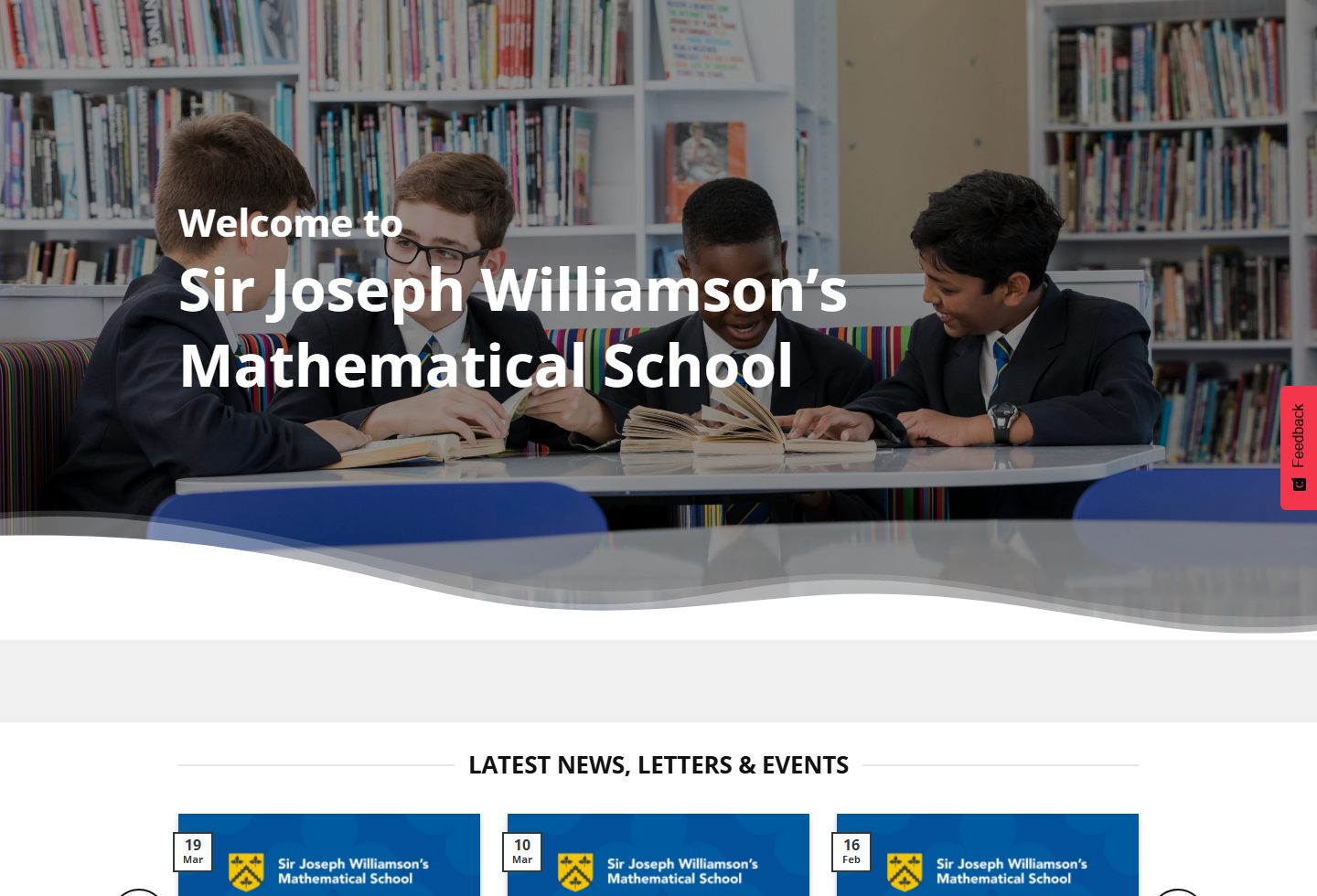 Sir Joseph Williamson's Mathematical School homepage screenshot