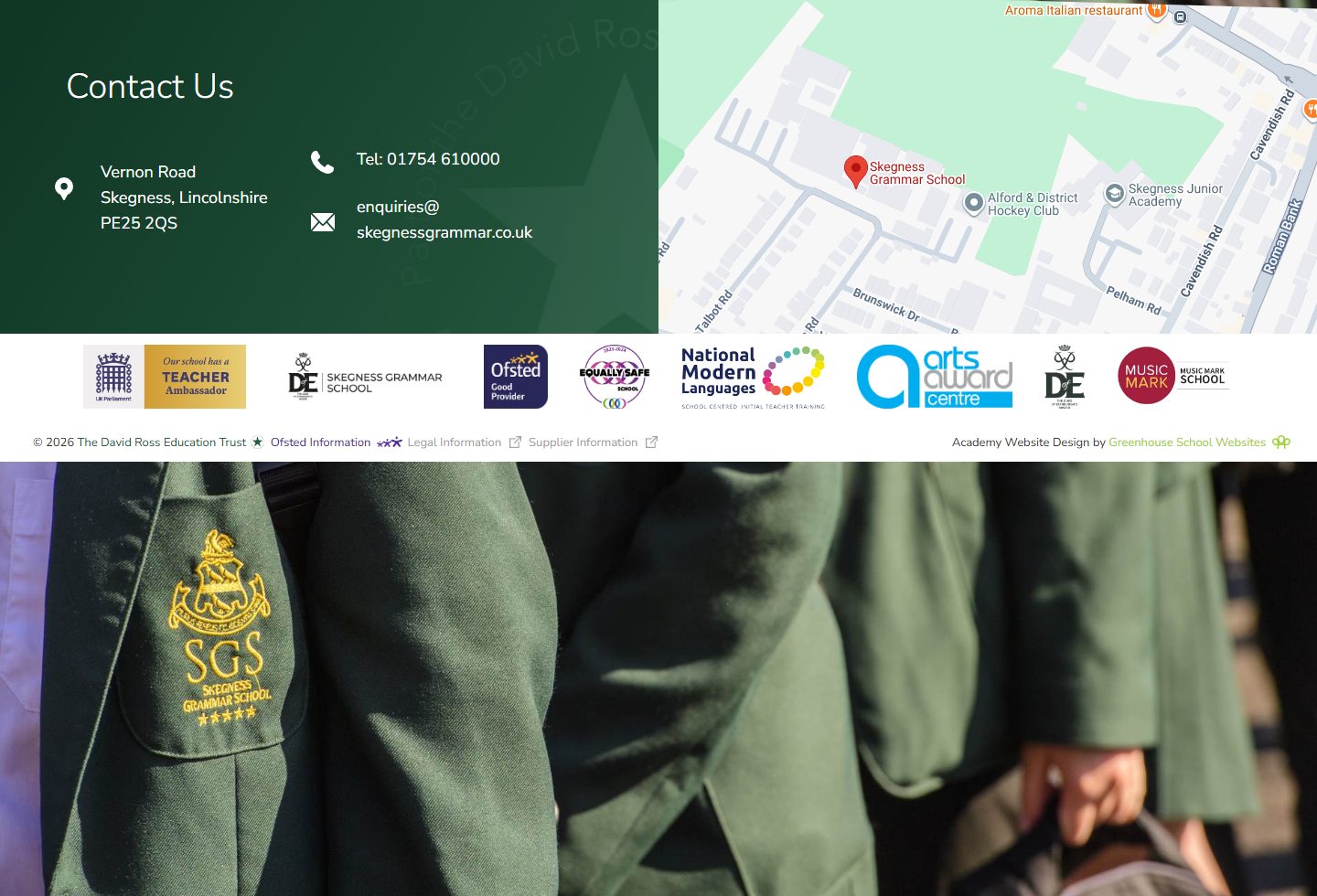 Skegness Grammar School homepage screenshot