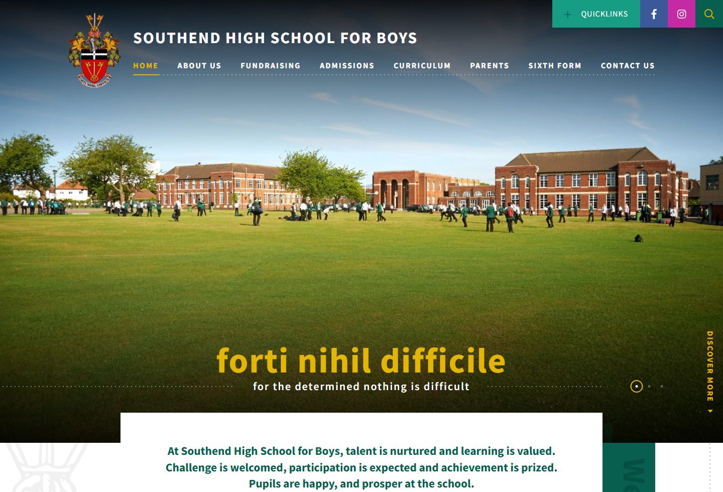 Southend High School for Boys homepage screenshot