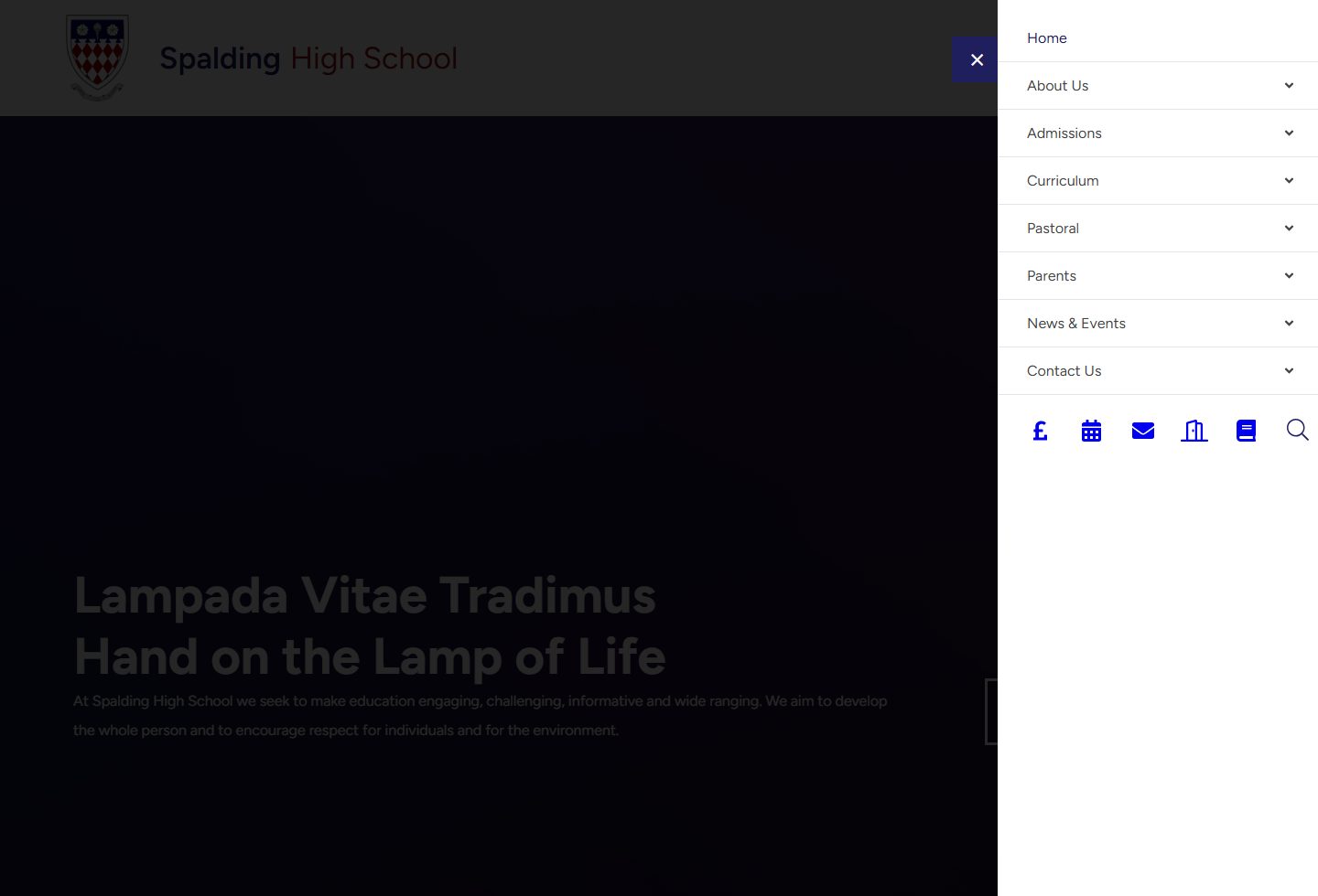 Spalding High School homepage screenshot