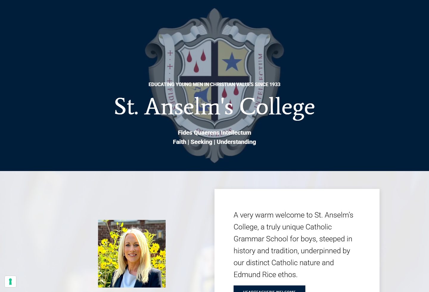 St Anselm's College homepage screenshot