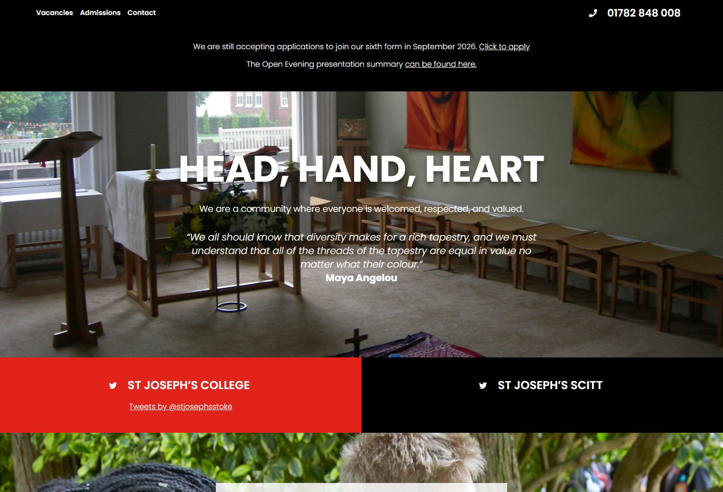 St Joseph's College homepage screenshot