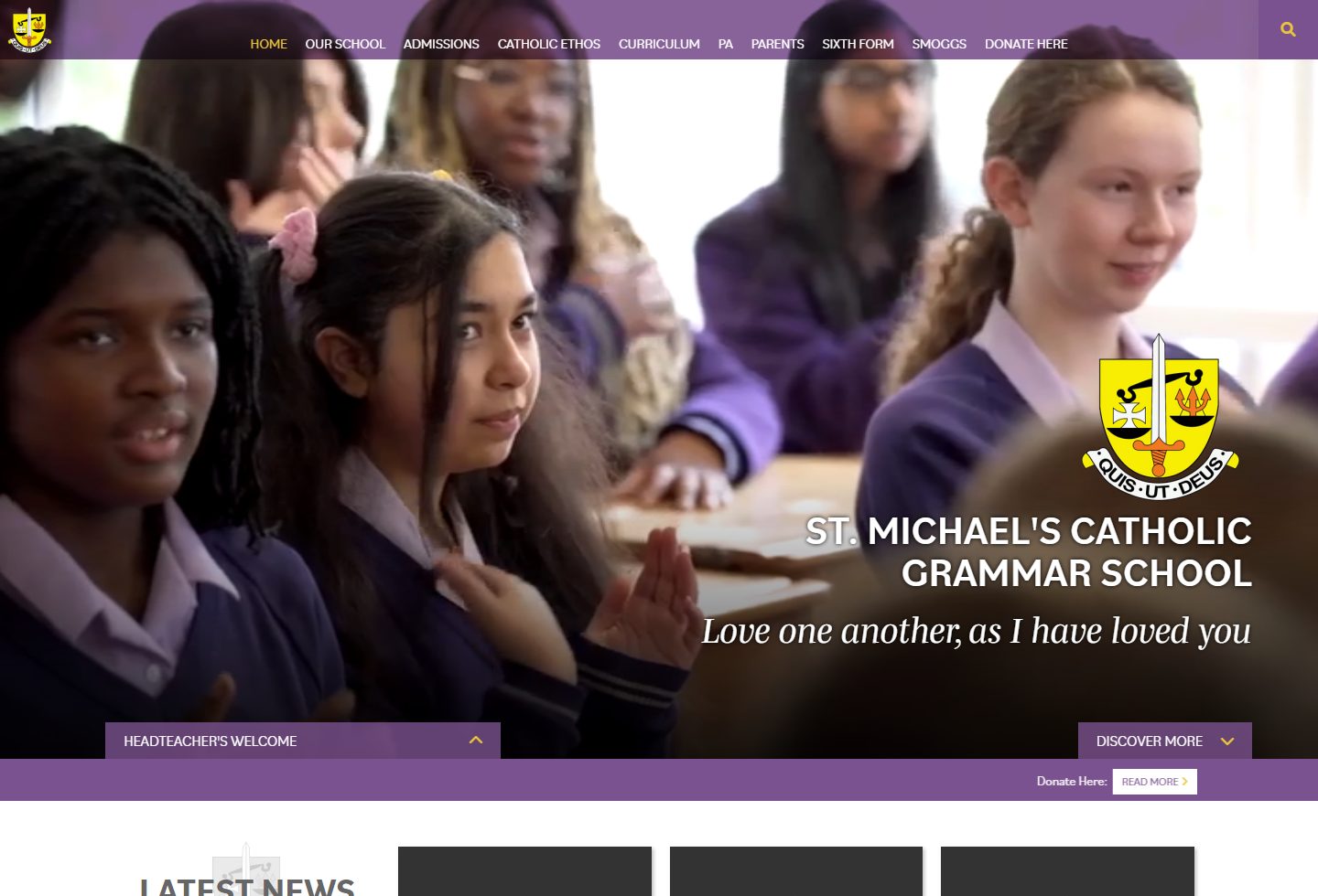 St Michael's Catholic Grammar School homepage screenshot