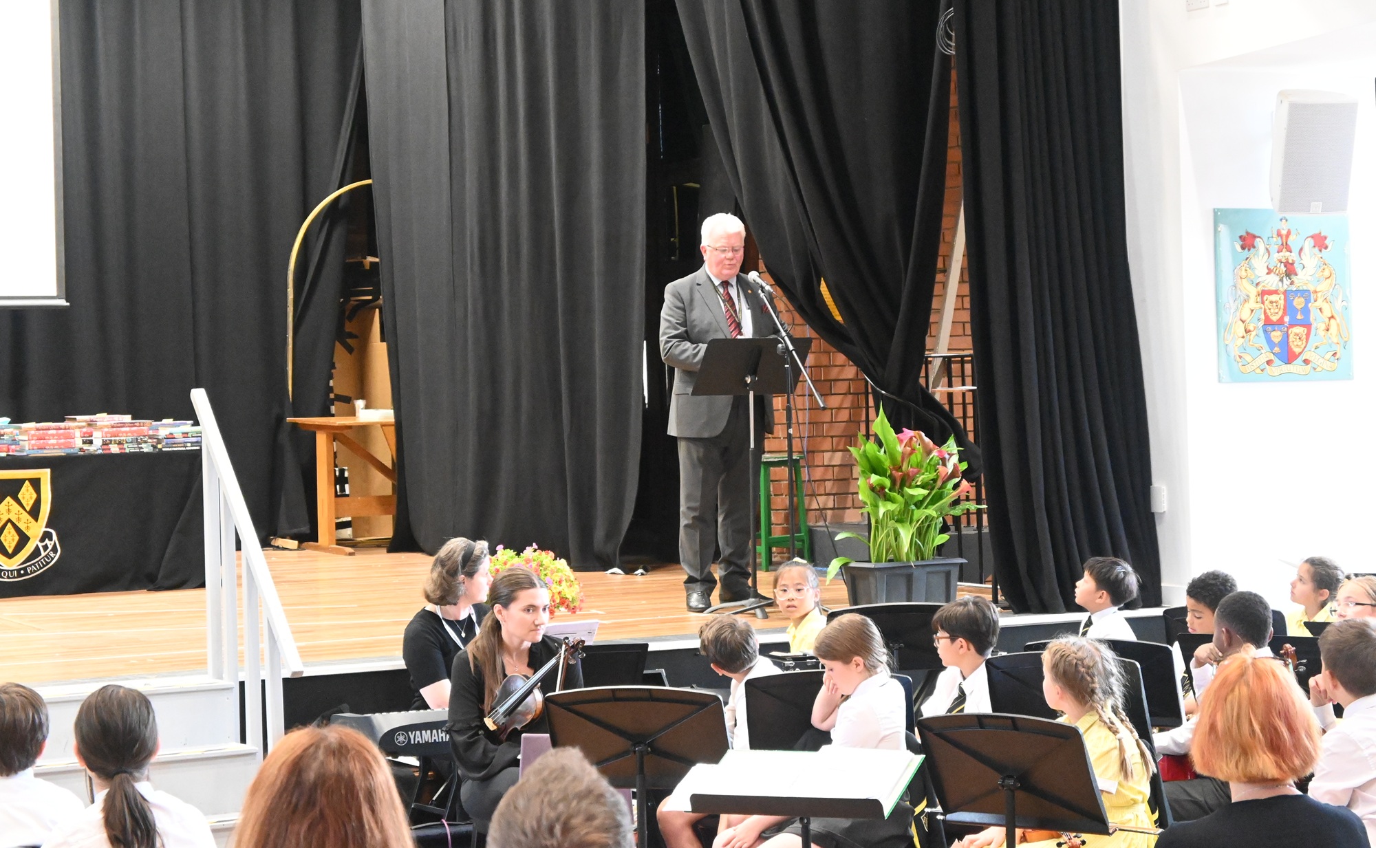 Chair of Governors Mr Paul Brearley welcomes the audience to the 2026 Prize Giving in the Main Hall