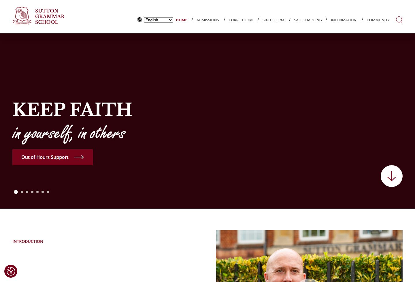 Sutton Grammar School homepage screenshot