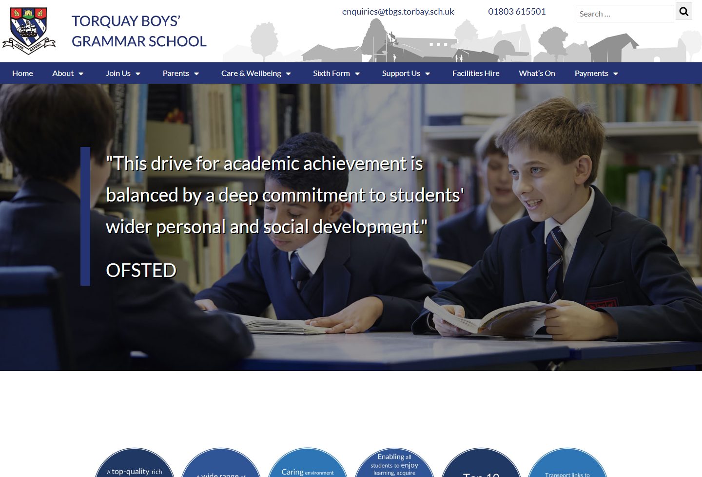 Torquay Boys' Grammar School homepage screenshot