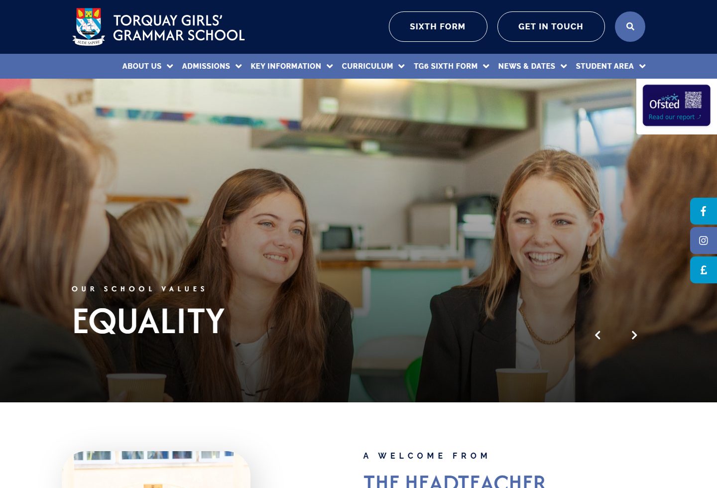 Torquay Girls' Grammar School homepage screenshot