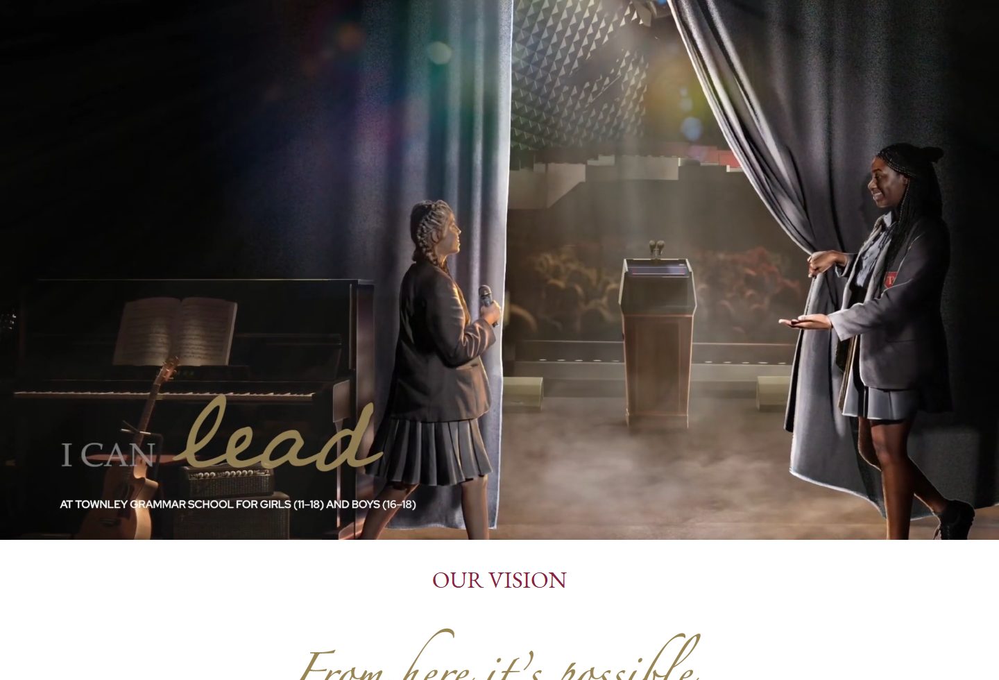 Townley Grammar School homepage screenshot