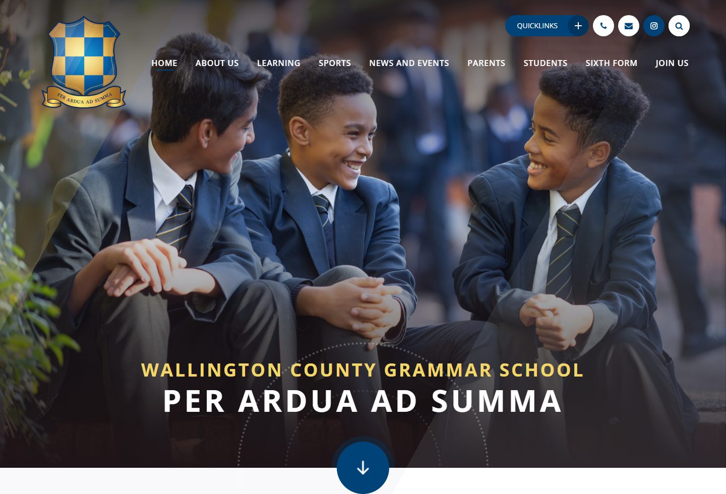 Wallington County Grammar School homepage screenshot