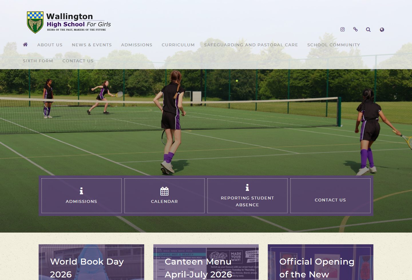 Wallington High School for Girls homepage screenshot