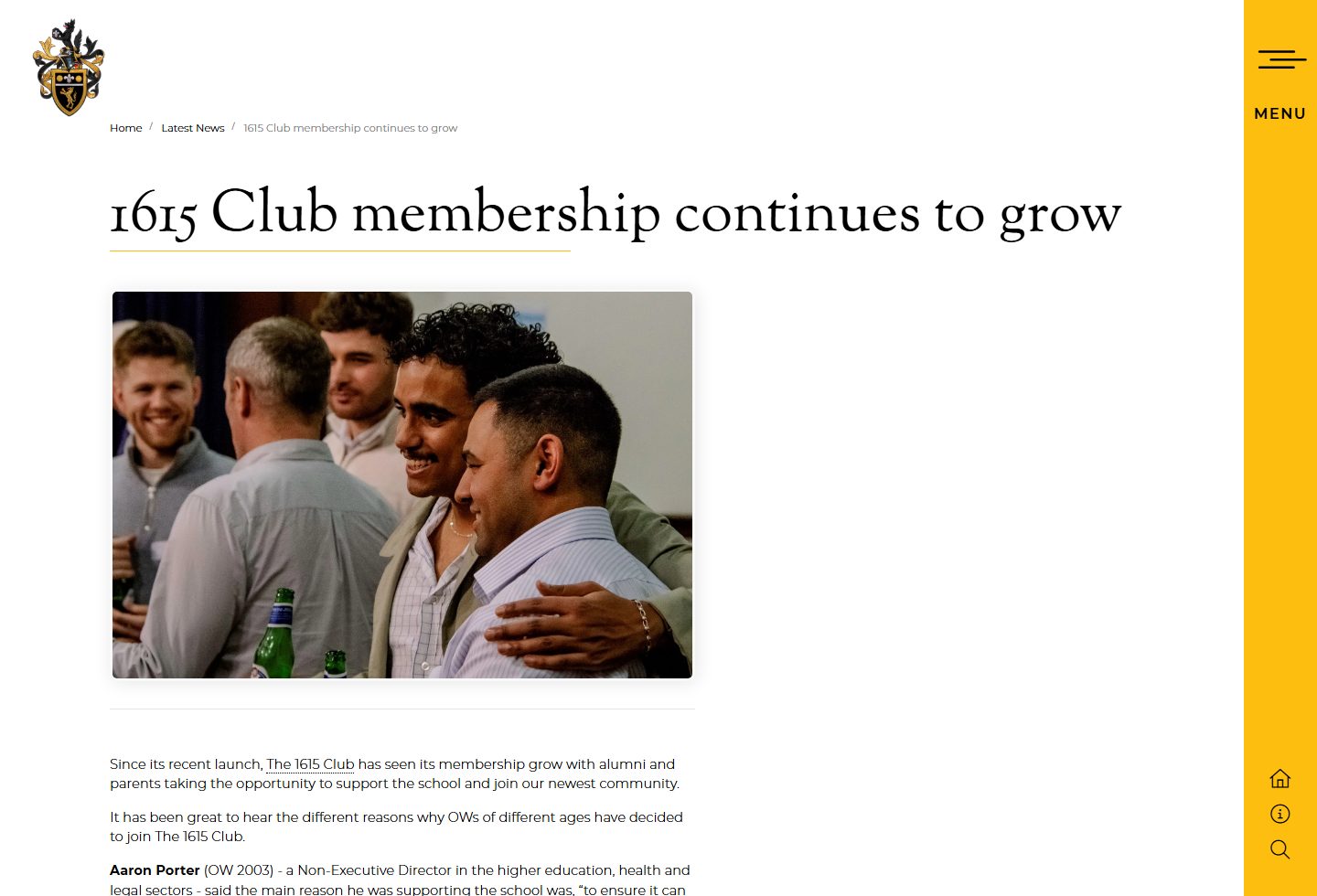 Wilson's School homepage screenshot